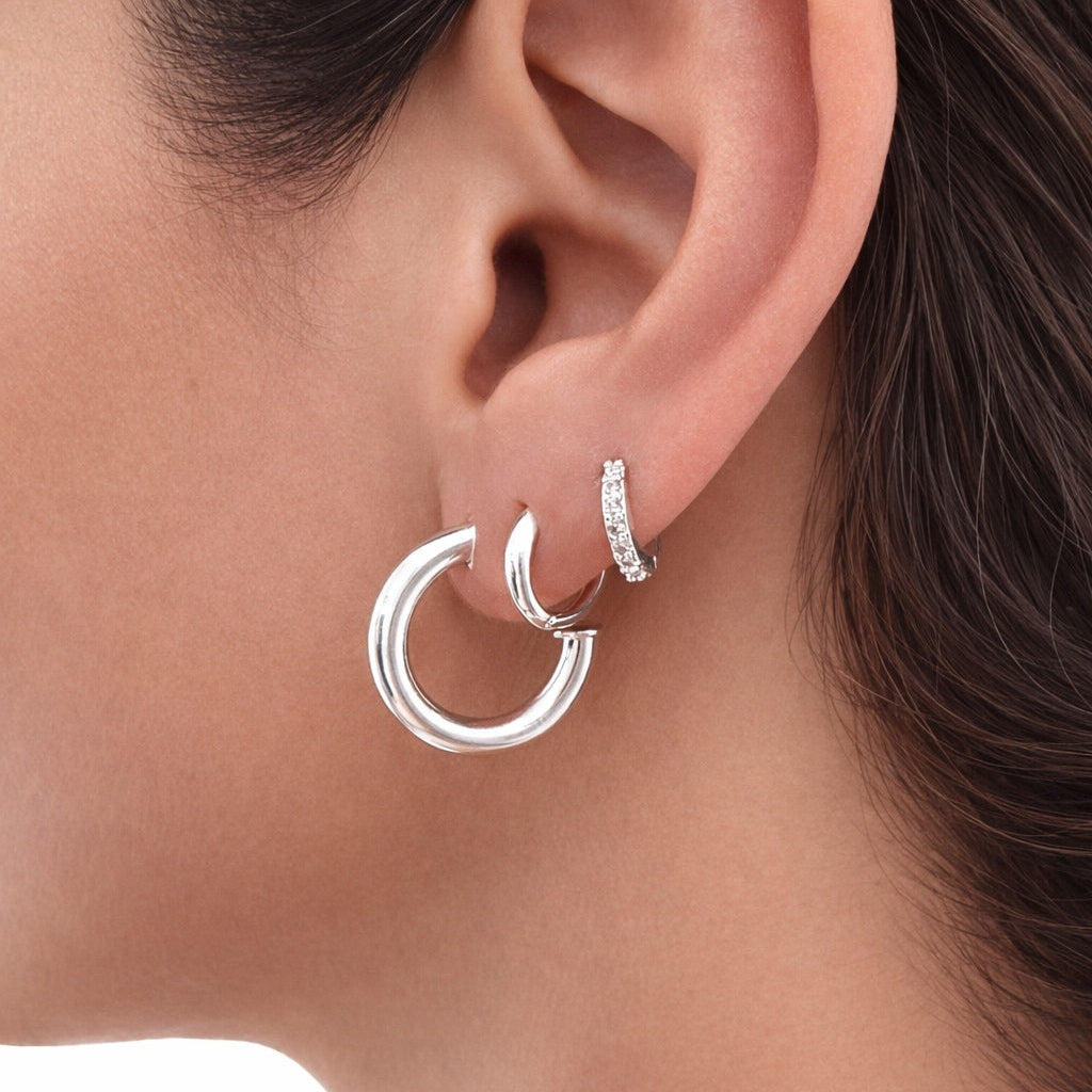 Aros Mini Click Shine plata - Las Joyas de Julieta foto 1